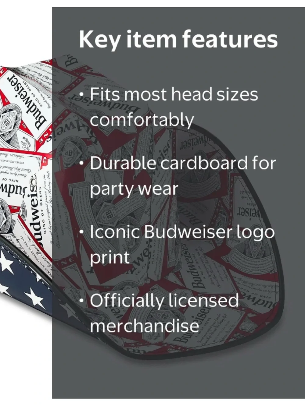 Budweiser Beer Label Cardboard Cowboy Hat Red, White & Blue Adult Unisex